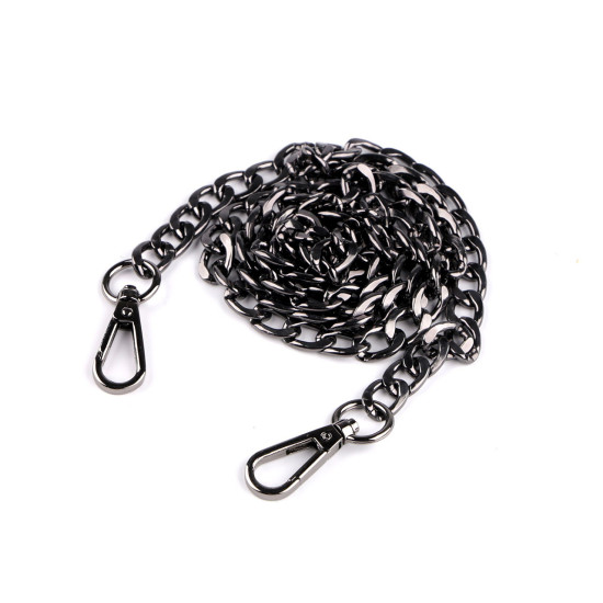 Lant plat pentru genti de mana cu carabina, lungime 113 cm - Nichel negru (1 Bucată) Lant plat pentru genti de mana cu carabina, lungime 113 cm - Nichel negru (1 Bucată)