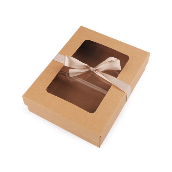 Cutie de carton cu fereastră și panglică - Maro natural (5 Bucăți) Cutie de carton cu fereastră și panglică - Maro natural (5 Bucăți)