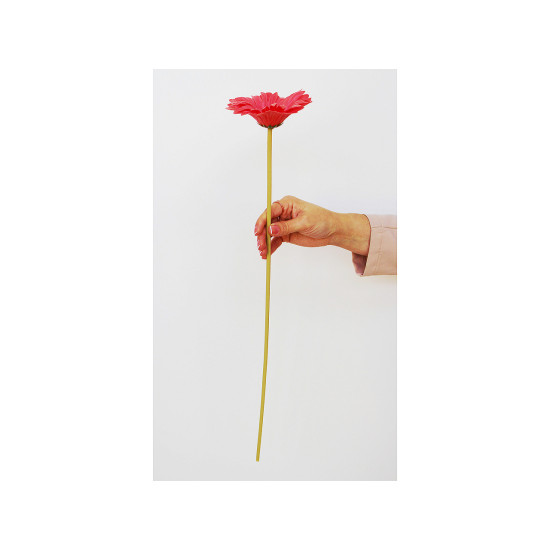 Gerbera artificială lungă - Roz mediu (4 Bucăți)