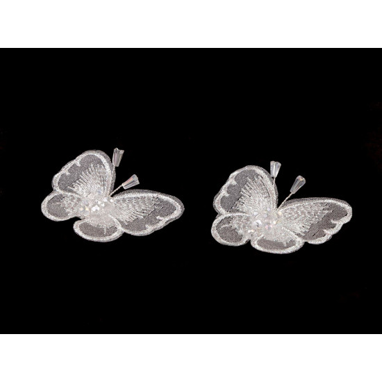 Fluture cu strasuri pentru cusut si lipit - Off white (10 Bucăți) Fluture cu strasuri pentru cusut si lipit - Off white (10 Bucăți)