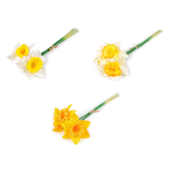 Buchet narcise artificiale de 3 buc - Galben pal (5 Buchete) Buchet narcise artificiale de 3 buc - Galben pal (5 Buchete)