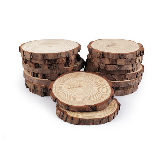 Rondele din lemn natural decorabile ø16 cm - Natur (6 Bucăți) Rondele din lemn natural decorabile ø16 cm - Natur (6 Bucăți)