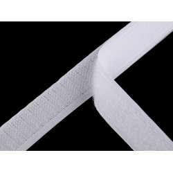 Velcro arici + pluș lățime 20 mm pes - Alb (25 Metri)