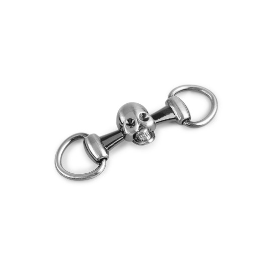 Cataramă metalică / craniu decorativ pentru motocicliști 22x76 mm - Nichel periat (1 Bucată)