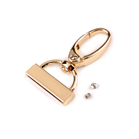 Carabină metalică pivotantă cu capăt pentru curea lățime de 25 mm - Auriu (10 Bucăți) Carabină metalică pivotantă cu capăt pentru curea lățime de 25 mm - Auriu (10 Bucăți)