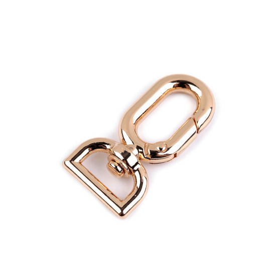 Carabină metalică cu pivot, orificiu de 13 mm - Auriu rose (50 Bucăți) Carabină metalică cu pivot, orificiu de 13 mm - Auriu rose (50 Bucăți)