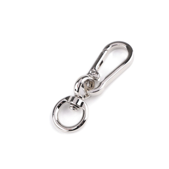 Carabină metalică cu pivot, orificiu de 13 mm - Nichel (5 Bucăți) Carabină metalică cu pivot, orificiu de 13 mm - Nichel (5 Bucăți)