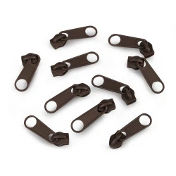 Cursor fermoar spiralat, 5 mm (pachet 10 buc.) - Maro ciocolată