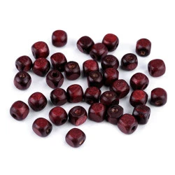 Mărgele cubice din lemn, 8x8 mm (pachet 20 g) - maro rosiatic