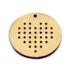 Forme din lemn pentru brodat, Ø45 mm (pachet 5 buc.) - inima natur