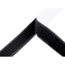 Bandă arici autoadezivă, complet (puf + scai), 20 mm, (rola 25 m) - negru