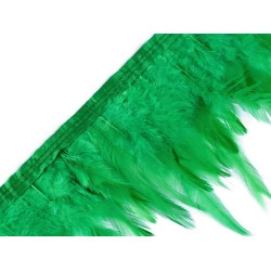 Bandă din pene de cocoș la metru, lățime 12 cm - verde irlandez