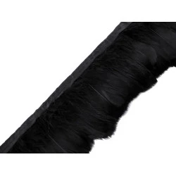 Bandă din pene de gâscă la metru, lățime 9 cm - negru