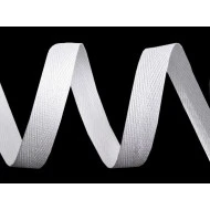 Bandă din bumbac Herringbone, lățime 10 mm (rola 50 m) - alb