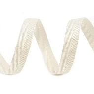 Bandă din bumbac Herringbone, lățime 10 mm (rola 50 m) - ecru deschis