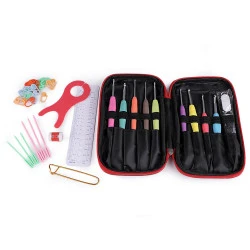 Set de croșete cu maner din silicon și accesorii de croșetat