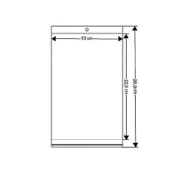 Pungi cu clapetă adezivă și agățătoare, 13x22cm (pachet 100 Buc.) - transparent