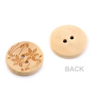 Nasturi lemn, motiv floral, mărimea Ø19,7 mm, natur, 50 buc.