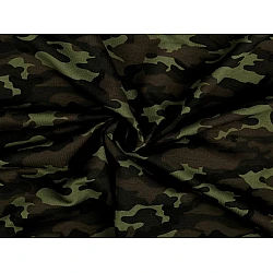 Tricot bumbac la metru, verde camuflaj
