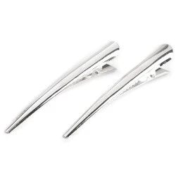Clipsuri metalice, pentru păr , lungime 75 mm, argintiu, 4 buc.