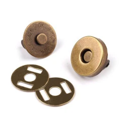 Închizatori / Capse magnetice, finisaj alamă antică, Ø14 mm, alamă antică, 5 set
