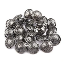 Nasturi metalici filigran, mărimea Ø17,6 mm, nichel antic, 5 buc.