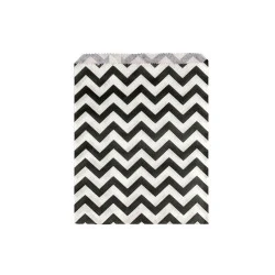 Pungă mică din hârtie, 13x17 cm (pachet 100 Buc.) - alb-negru - chevron