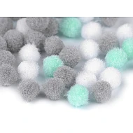 Pompoane mix culori, Ø10 mm, verde mentă, 1 pungă