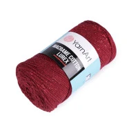 Fir de tricotat / croșetat Macrame Cotton cu lurex, 250 g - bordo deschis