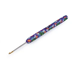 Croșetă cu mâner din silicon, vârf auriu - Violet (1 Bucată)