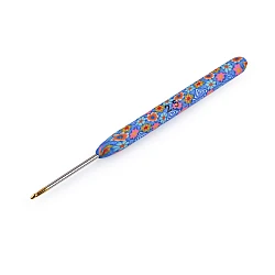 Croșetă cu mâner din silicon, vârf auriu - Albastru delta (1 Bucată)