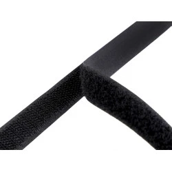 Bandă arici, complet (puf + scai), negru, 16 mm - Negru (25 Metri)