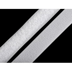 Bandă arici, complet (puf + scai), negru, 20 mm - Alb (25 Metri)