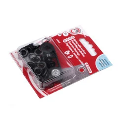 Ocheți metalici inoxidabili cu dispozitiv de atașare, ø5,5 mm - Lac negru (10 Blistere)