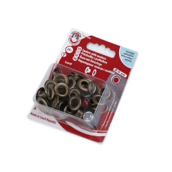 Ocheți metalici inoxidabili cu dispozitiv de atașare, ø7 mm - Alamă antică (1 Blister)