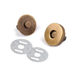 Închizatori / capse magnetice, finisaj alamă antică, ø14 mm - Alamă antică (200 Seturi)