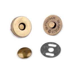 Închizatori / capse magnetice cu nit, ø18 mm - Alamă antică (100 Seturi)