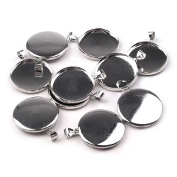 Bază pandantiv rotund, ø20 mm - Argintiu deschis (1 Bucată)