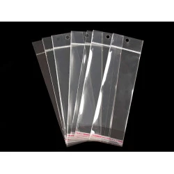Pungi cu clapetă adezivă și agățătoare, 6x15 cm - Transparent (100 Bucăți)