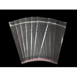 Pungi cu clapetă adezivă și agățătoare, 11x20 cm - Transparent (100 Bucăți)