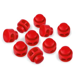 Opritori șnur, 2 găuri, 13x15 mm - Roșu (10 Bucăți)