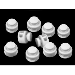 Opritori șnur, 2 găuri, 13x15 mm - Alb (10 Bucăți)