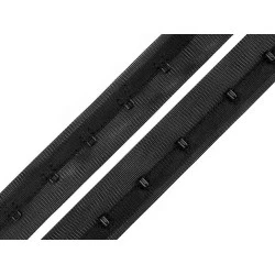 Bandă cu copci pentru confecții textile / corset, lățime 25 mm - Negru (1 Metru)