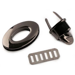 Închizătoare poșetă, 23x37 mm - Nichel negru (1 Set)