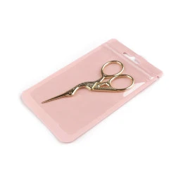 Foarfecă pentru broderie, model barză, lungime 9,5 cm, 11,5 cm - Auriu deschis (1 Bucată)