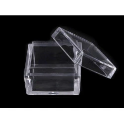 Cutie din plastic cu capac, 2,5x2,5x1,5 cm - Transparent (1 Bucată)