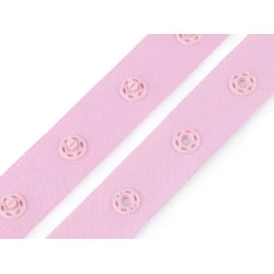 Bandă cu capse pentru confecții textile / body, lățime 18 mm - Roz deschis (1 Metru)