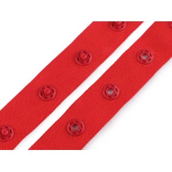 Bandă cu capse pentru confecții textile / body, lățime 18 mm - Roșu (1 Metru)