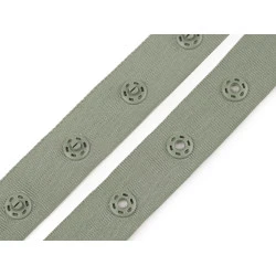 Bandă cu capse pentru confecții textile / body, lățime 18 mm - Verde (1 Metru)