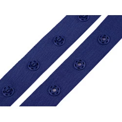 Bandă cu capse pentru confecții textile / body, lățime 18 mm - Albastru delta (1 Metru)